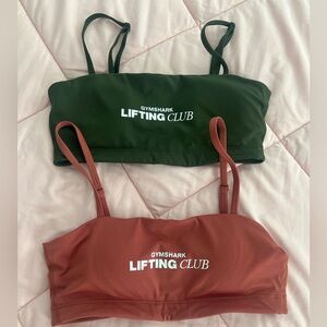 Gymshark Social Club Bandeau Moss Olive & Rose Brown